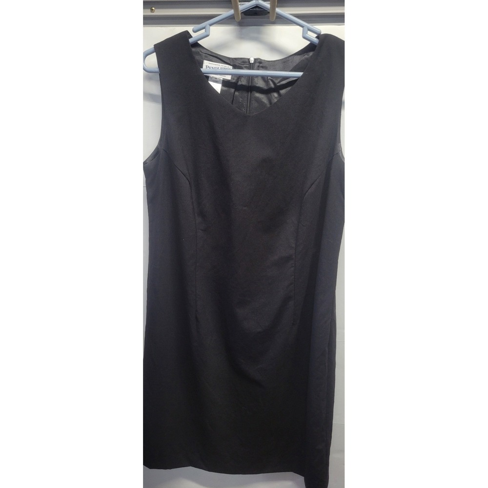 Pendleton Black Wool Blend Sleeveless V-Neck Sheath Dress Size 16 Lined Classic